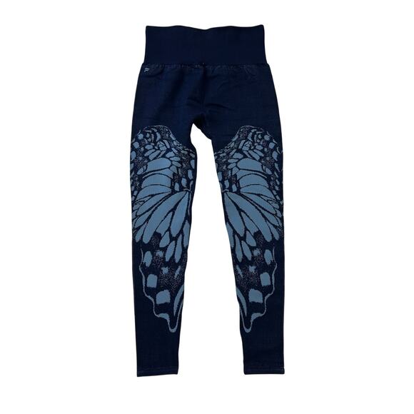 Fabletics women's Blue Butterfly Print Yoga Workout Leggings Size Small - Picture 1 of 2